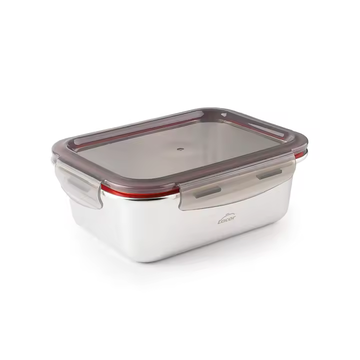 LACOR EcoInox - Recipiente Rectangular de 0.8L en Acero Inoxidable Apto Microondas - 1