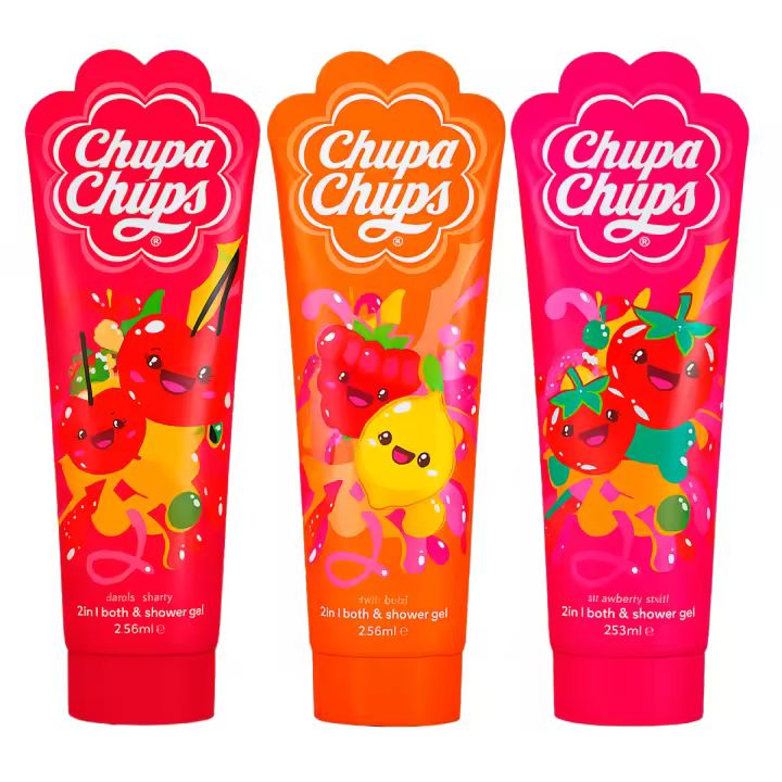 Chupa Chups Gel de Baño y Champú 2 en 1. Formato 236 ml – Cheeky Cherry, Tutti Frutti y Strawberry Swirl | Fragancias Dulces y Divertidas | Piel Suave y Perfumada - 1