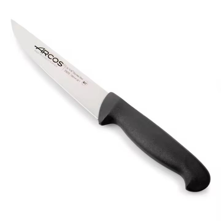 Arcos Cuchillo de Cocina Profesional - Hoja de Acero Inoxidable Nitrum 150 mm - Mayor Durabilidad y Corte Preciso - Mango Ergonómico Polipropileno Negro - Serie 2900 - 1