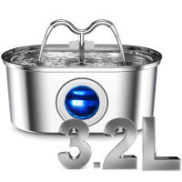 Fuente Automática De Agua Para Gatos Y Perros 108oz/3.2L Con Bomba Silenciosa Y Luz LED Acero Inoxidable Dispensador De Agua Para Mascotas - details 1