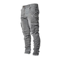 Jeans Elásticos Para Hombre En Denim Con Varios Bolsillos Estilo Casual Slim Fit mid Waist Pantalones De Ropa Diaria Cargo - details 3