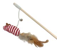 1 Juguete interactivo para gatos con caña de madera y plumas naturales - details 0
