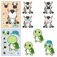 Pegatinas De Cara Cambiante De Animales Cartoon Lindos Para Niños 6pcs Giraffa Tortuga Tigre DIY Juguetes Educativos - details 1