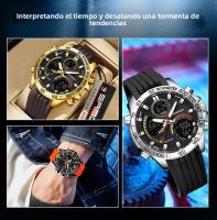 Reloj Deportivo Para Hombre SANDA Con Pantalla Dual Resistente Al Agua 5ATM Luminoso Cuarzo Estudiante Reloj De Mano Con Muestrador Digital Y Analógico - details 1