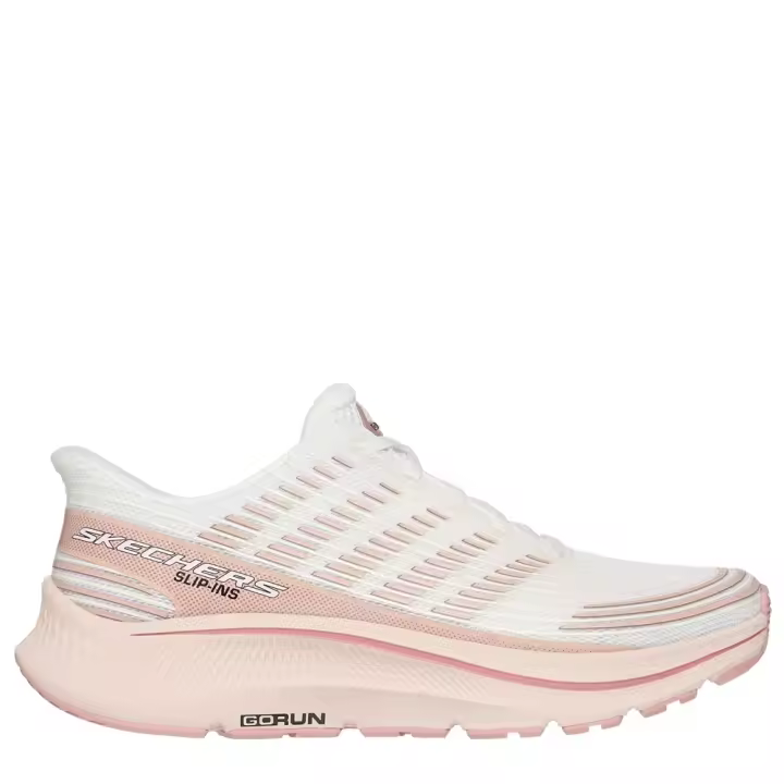 Cómoda Zapatilla mujer Skechers GO RUN CONSISTENT SENNA blanca y beig. Amortiguación ULTRA LIGHT. Talón Heel Pillow para calzarte sin manos. Plantilla Goga MatM Strike Altura Tacón bajo (1-3 cm) Referencia 128642-NAT - 1