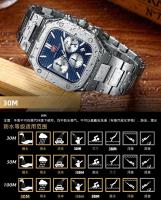 Reloj De Pulsera Para Hombre MINI FOCUS Resistente Al Agua Con Caja De Acero Inoxidable Y Dial Cuadrado Y Rombo Multifuncional - details 15
