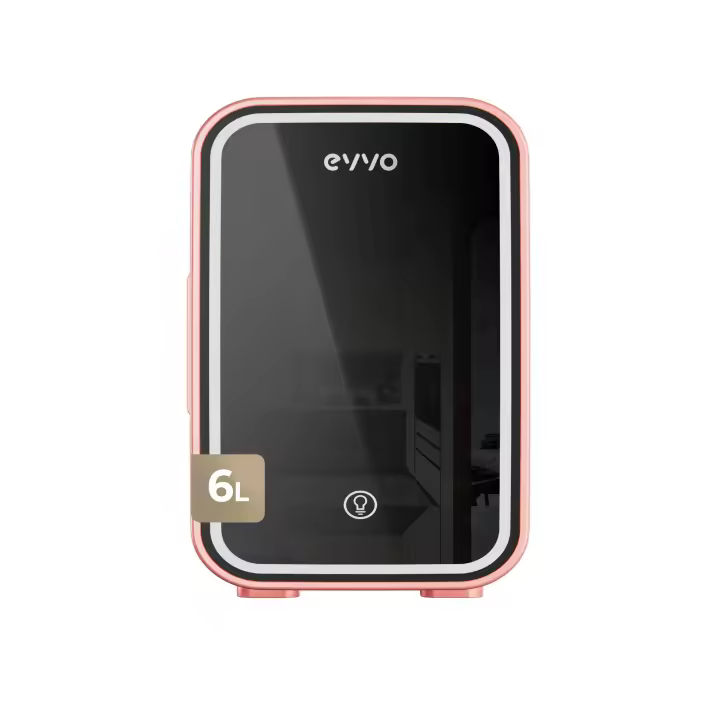 Nevera Mini EVVO F6 Beauty Rosa, 6 L, Enfría y Calienta, Luz LED, AC/DC - 1