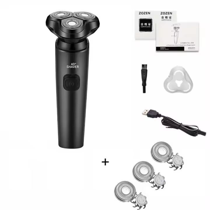 Cortacésped Eléctrico ZOZEN Para Hombres Recargable Afeitadora De Barba Trimmer De Cabello Uso Dual Seco-Húmedo Cuchilla Flotante Triple Hoja Incluida - 1