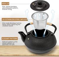 Tetera de Hierro funda, juego de Té Para chimenea, Tetera negra de Maple inoxidable para el hogar, 900ml - details 3