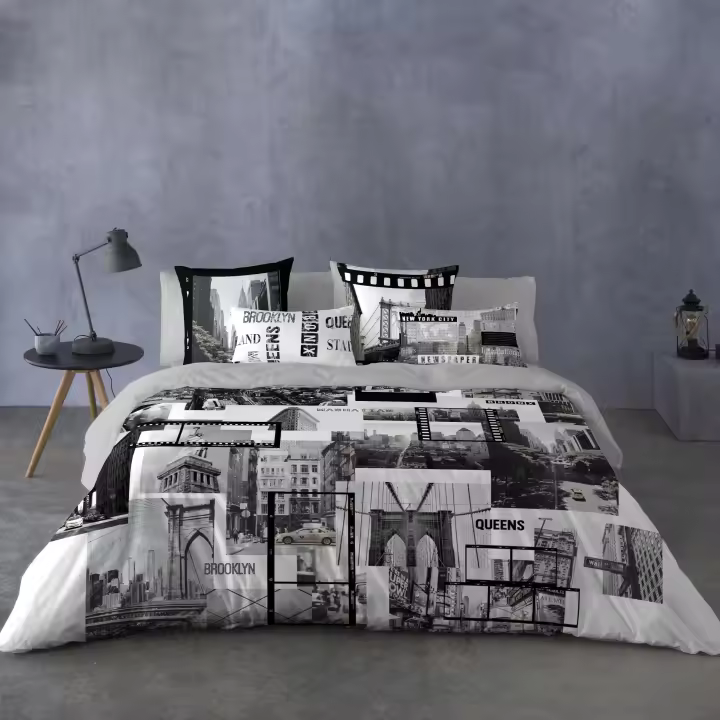 NATURALS - Funda Nórdica Estampada - 100% Algodón Extra Suave - Incluye Funda Edredón + 1 o 2 Fundas de Almohada - Fabricado en España - New York - Cama 90/105/135/150/180 - 1