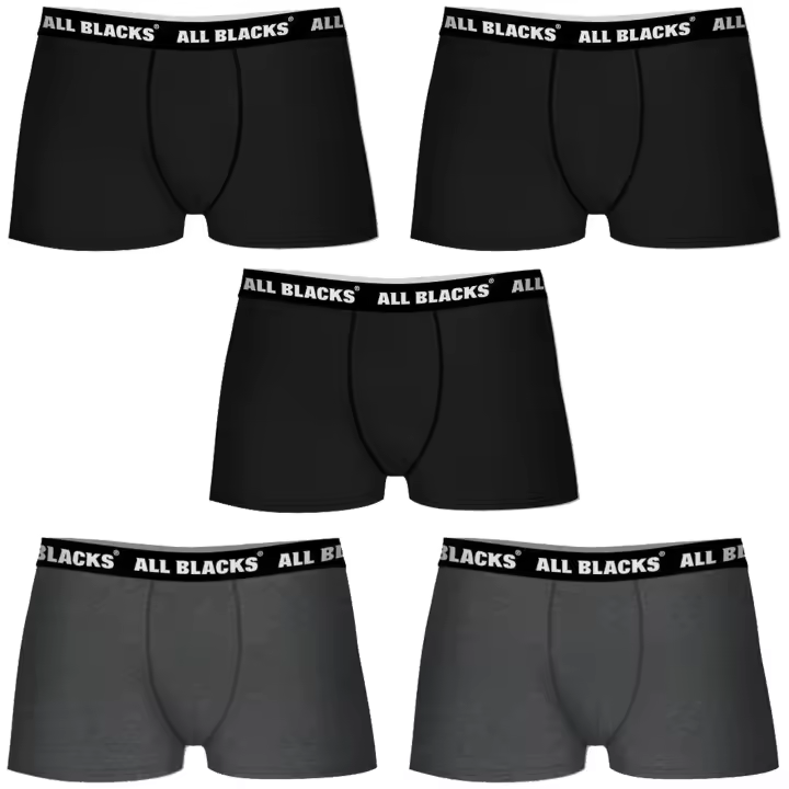 L lote de 5 boxer all blacks color negro 100% algodón y gris 65%poliéster 35%algodón - 1