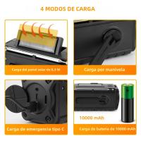 Radio De Emergencia Portátil 10000mAh Con Solar Y Manivela LED Flashlight Power Bank Recargable AM FM NOAA Weather Radio Cargador USB - details 7