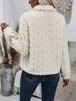 Abrigo De Peluche Para Mujer Estilo Europeo Y Americano Con Cuello De Botones Moda Otoño E Invierno Cierre Único Longitud Regular - details 1
