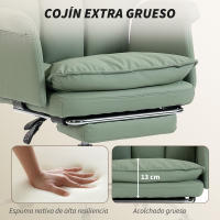 HOMCOM Silla de Escritorio con Reposapiés, Silla de Oficina Giratoria, con Respaldo Reclinable y Alto, Acolchado Grueso, Tapizada en Cuero Sintético, Soporte Lumbar, Altura Ajustable, Ruedas - details 4