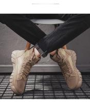 Botas De Cuero Impermeables Para Hombre Botines De Moda Casual Para Otoño Y Primavera Zapatos De Deporte De Media Calf High Para Senderismo Exterior - details 31