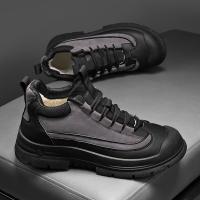 Zapatos De Trabajo Casual Invierno Para Hombre Botas De Cuero Con Pelo Cómodas Antideslizantes Altas Transpirables Con Plush - details 4