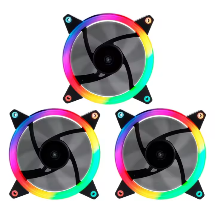 UNYKAch Candy 30 Pack of 3 ARGB 120mm PC Fans with Hydraulic Bearings, 1500 RPM, 53.02 CFM Airflow, and LED Lighting for Superior Cooling and Aesthetic Enhancement. - 1