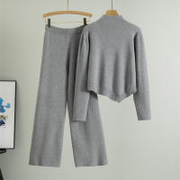 Conjunto Deportivo Casual Para Mujer Otoño Invierno Moda Dos Piezas Conjunto Slim Pantalones Anchos Suéter O-Neck Polyester Viscosa - details 4