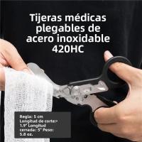 Tijeras De Emergencia Médica Plegables 6 En 1 Kit De Primeros Auxilios Para Supervivencia Al Aire Libre Herramienta EDC Con Funda Accesorio - details 2