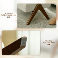 HOMCOM Reposapiés de Salón Taburete Bajo Tapizado en Pana Otomana Rectangular con Asiento Acolchado y Patas de Madera para Sala de Estar Dormitorio - details 10