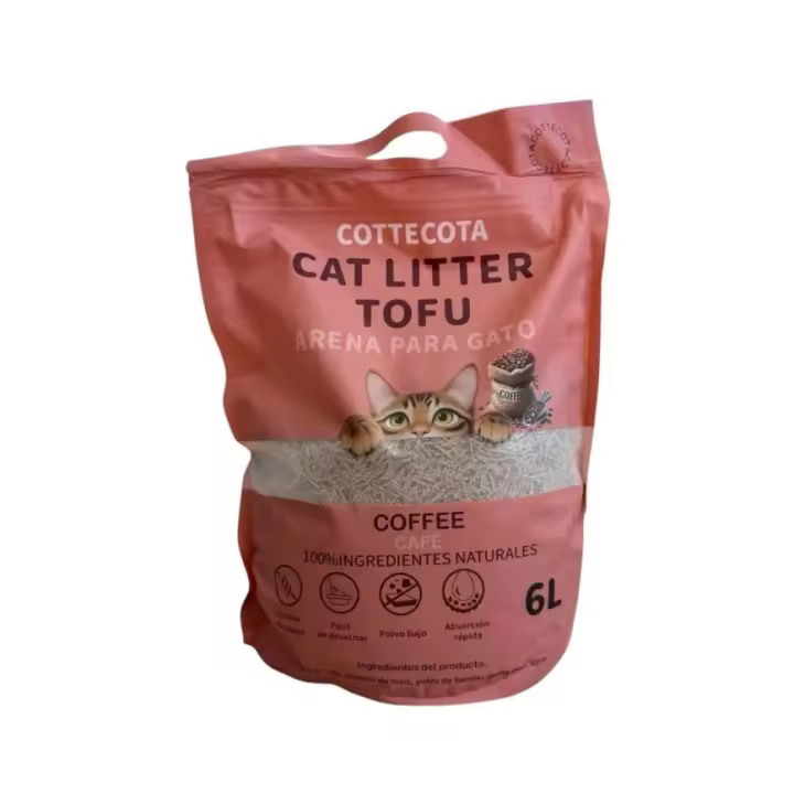 COTTECOTA-Arena para Gatos 6 L de Tofu Lavanda Café Vainilla , Lecho natural para Gatos Libre de Polvo Arena Natural Aglomerante ,Arena para mascota vegetal absorvente , Arena de tofu para gatos antiolor y absorvente - 1