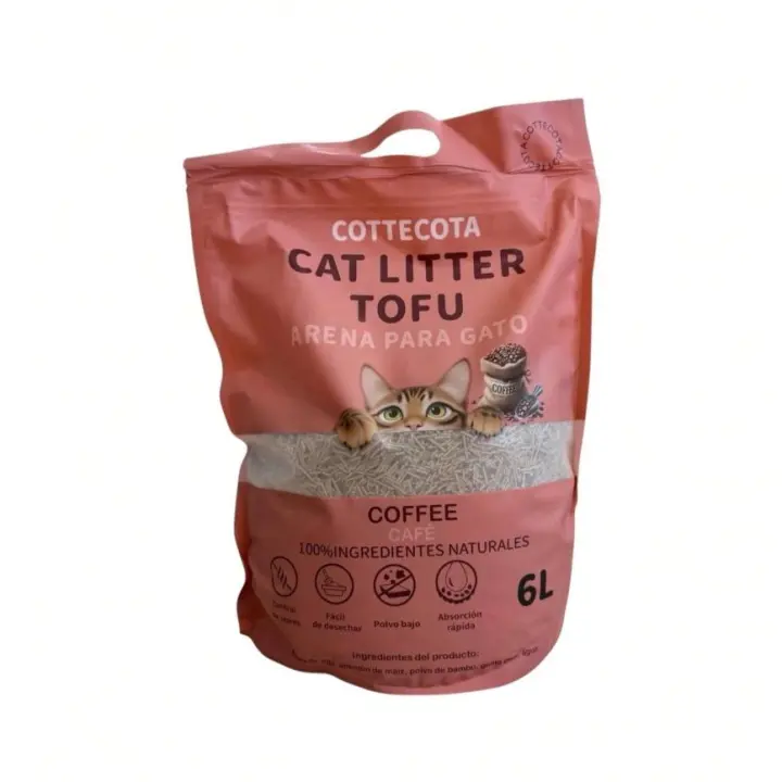 COTTECOTA-Arena para Gatos 6 L de Tofu Lavanda Café Vainilla , Lecho natural para Gatos Libre de Polvo Arena Natural Aglomerante ,Arena para mascota vegetal absorvente , Arena de tofu para gatos antiolor y absorvente - 1