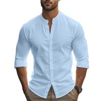 Camisa De Hombre Para Primavera Y Verano Algodón Y Lino Estilo Slim Casual Hawaii Color Sólido Transpirable Tops Versátiles - details 17