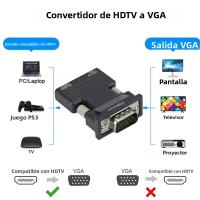 Adaptador HDMI-compatible a VGA HD 1080P Con Cable De Audio 3.5mm Convertidor Para PC Laptops TV Box Proyector - details 0