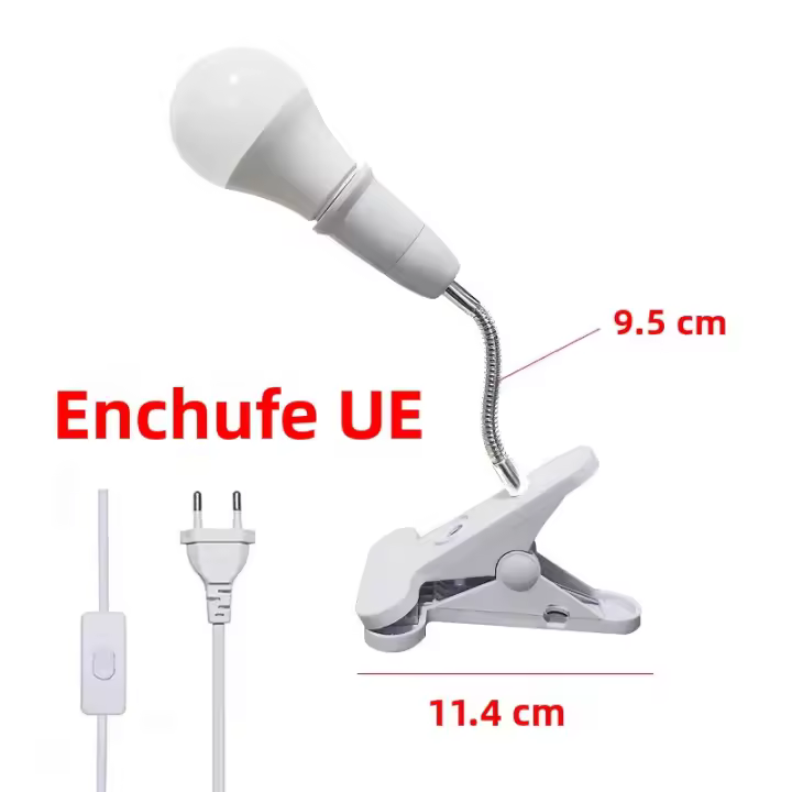 Torneo Flexible Universal Con Apagado Y Soporte Para Lámpara E27 Soporte Para Cabeza De Lámpara De Noche Para Cama Luz Adicional Para Lectura - 1