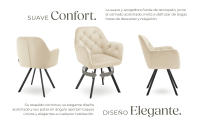 Tectake - Silla de comedor giratoria 180º con reposabrazos Lucia, 58 x 58 x 87 cm, Terciopelo acolchado, Silla para salón o dormitorio, Mueble moderno, Respaldo continuo, Patas de acero esbeltas, Pies regulables en altura, Capacidad de carga 120 kg - details 1