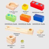 Juego Educativo Montessori De Bloques De Construcción De Madera 3D Con Carril De Bolas De Mármol Juego Interactivo Para Padres Y Niños - details 5