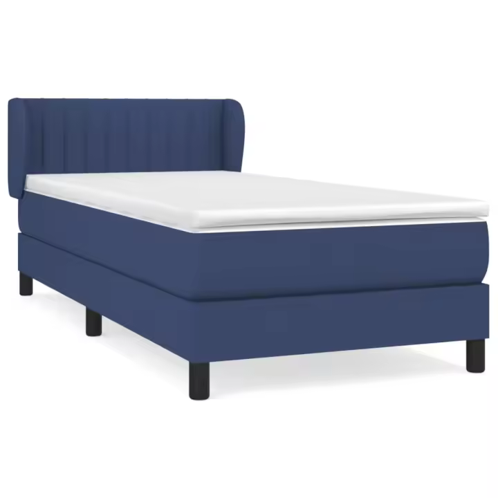 vidaXL Cama box spring con colchón tela azul 100x200 cm - 1