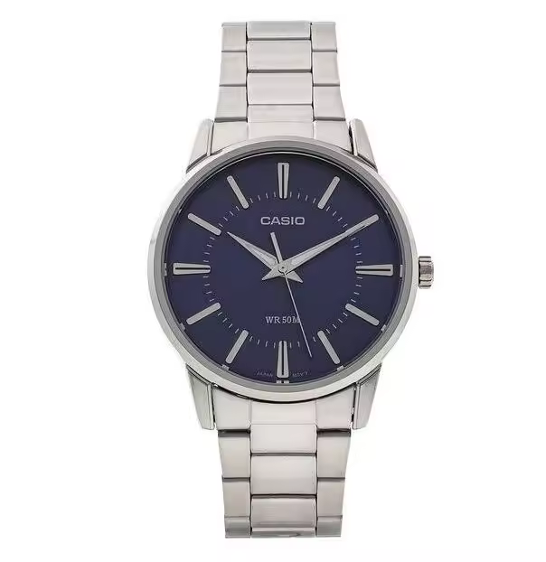 Reloj Casio analogico MTP-1303D-2a dial blanco correa de acero inoxidable 47 mm x 40 mm - 1