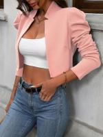 Chaqueta De Casualidad Corta Con Manga Larga Estilo Europeo Y Americano Versátil Para Mujer Top De Poliéster Cierre Abierto - details 34