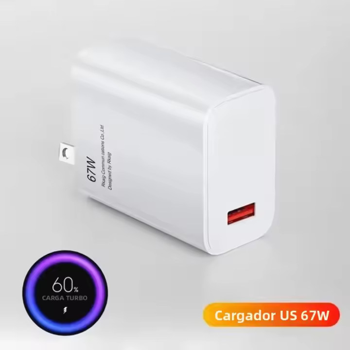 Cargador Rápido De Pared 67W 6A Para Xiaomi 10 11 12 Lite 13 14 15 Redmi Note 11T 12T 13 pro POCO Turbo Carga USB Tipo-C Cable De Carga Tipo-C a USB 1m Blanco - 1