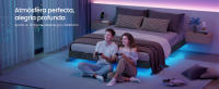 VASAGLE Marco de Cama Flotante, 160 x 200 cm, Bordes Acolchados, LED, 2 Tomas de Corriente, 1 Puerto USB-A, 1 Puerto USB-C, 1 Puerto USB-A Posterior, Carga de 500 kg, Gris Pizarra - details 0