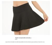 Falda Corta Deportiva De Cintura Alta Para Mujer Yoga Fitness Tenis Con Lining Anticaída Secado Rápido Polyester - details 6