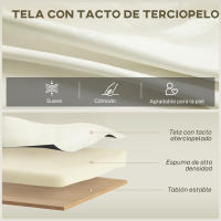 HOMCOM Sofá de 3 Plazas/Butaca de Salón de 181 cm/ 81 cm, Tapizado en Terciopelo, Cojines Gruesos, Patas de Metal, Estructura de Madera, para Sala de Estar, Dormitorio, Oficina, Crema - details 4