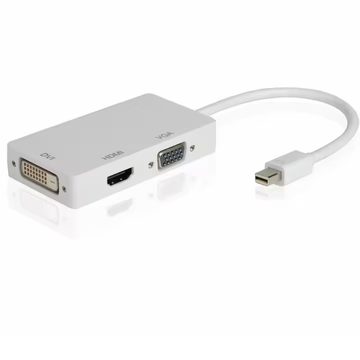 Adaptador 3-en-1 Mini DisplayPort a HDMI VGA DVI Cable 4K 1080P Thunderbolt Para Macs Portátil PC Convertidor De Video - 1