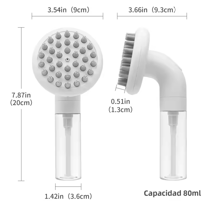 Cepillo De Baño Para Perros 3 En 1 Cepillo De Peluquería Para Mascotas Con Cabeza De Limpieza Y Masaje Silicona Suave Para Lavado Con Jabón - 1