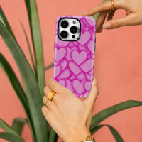 Funda De Teléfono Corazón Rosa Para iPhone 17 16 15 14 13 pro Max plus Doble Capa Resistente a Impactos Antigolpes Anti- Huellas Suave Y Antideslizante - details 4