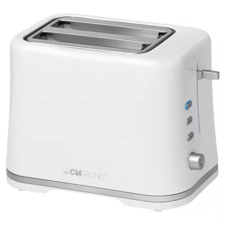 Clatronic TA 3554 Tostadora Pan, 2 Rebanadas, Regulador Nivel Tostado, 3Funciones, Calienta Panecillos, Recogemigas, 870W, Blanco - 1