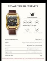 Reloj De Pulsera De Lujo Para Hombre OLEVS Cuadrado De Cuero Resistente Al Agua Luminoso Cronógrafo Marca Original Reloj - details 8