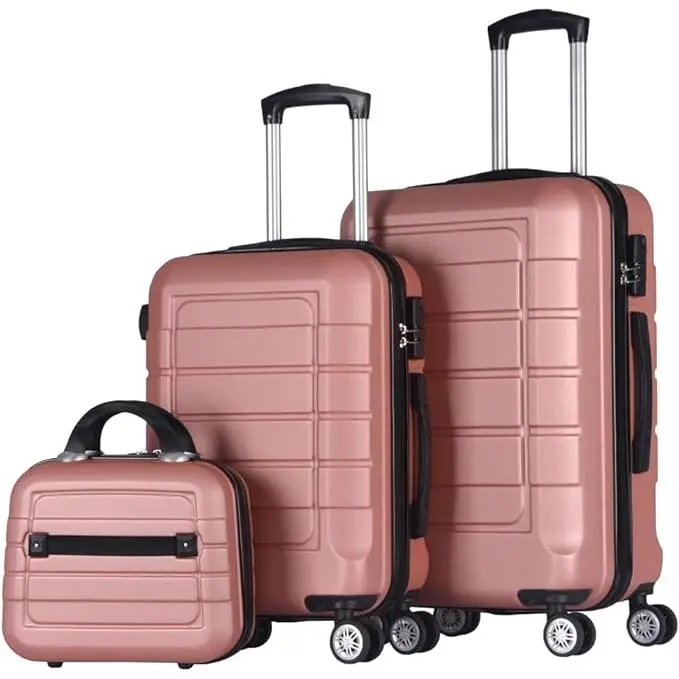 T-LoVendo Juego de 3 Maletas Set Trolley Maleta Cabina Neceser ABS Semirigidas Candado 4 Ruedas Equipaje de Mano - 1