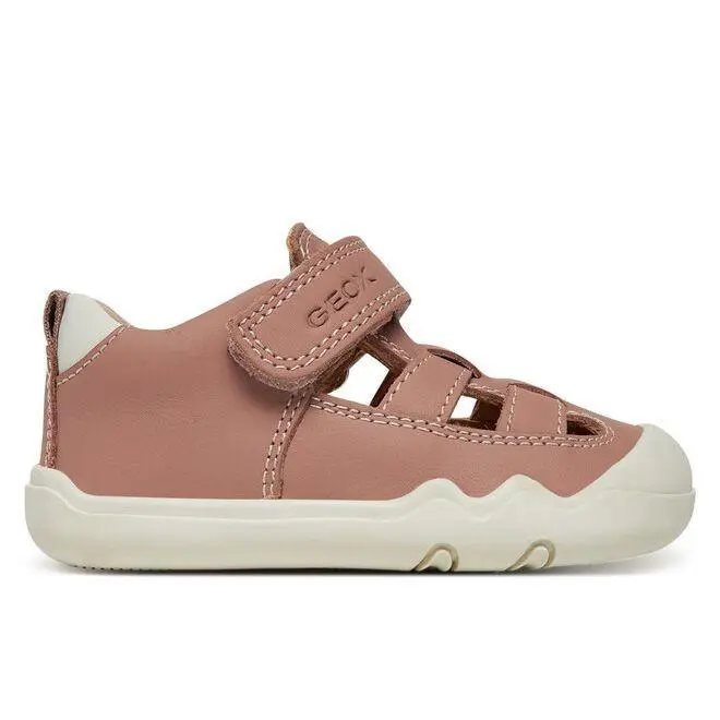 Sandalias niña Geox barefoot color rosa napa cangrejeras de piel de la marca Geox de la gama Barefeel calzado respetuoso Geox respira con cierre de tira adherente muy comodos - 1