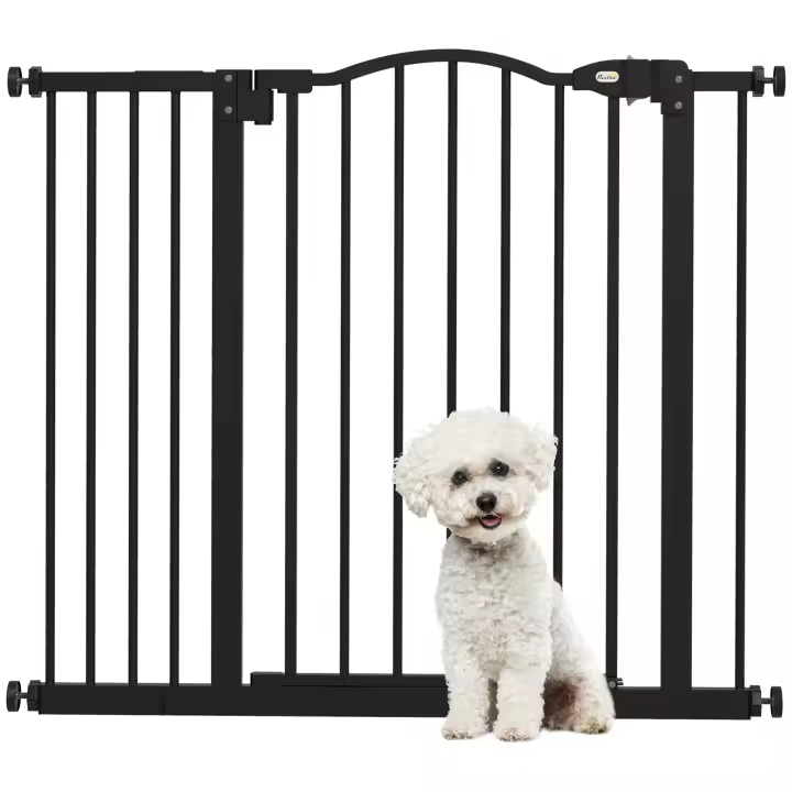 PawHut Barrera de Seguridad para Perros Extensible 74-94 cm para Puertas y Escaleras Puerta de Seguridad para Mascotas con Montaje a Presión y Doble Bloqueo - 1