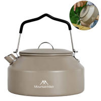 Hervidor De Agua De Viaje Ultraligero De 1.4L Con Manija Para Estufa Café Metal Suministros De Mesa Color Khaki Verde Negro - details 15