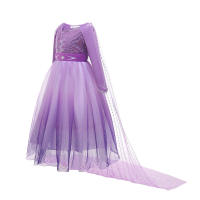 Disfraz De Princesa Para Niña Vestido De Cosplay De La Reina De Hielo Elsa Color Morado Talla A-Line Con Cuello En O Para Fiestas Y Rol De Playa - details 2