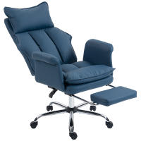 HOMCOM Silla de Escritorio con Reposapiés, Silla de Oficina Giratoria, con Respaldo Reclinable y Alto, Acolchado Grueso, Tapizada en Cuero Sintético, Soporte Lumbar, Altura Ajustable, Ruedas - details 0
