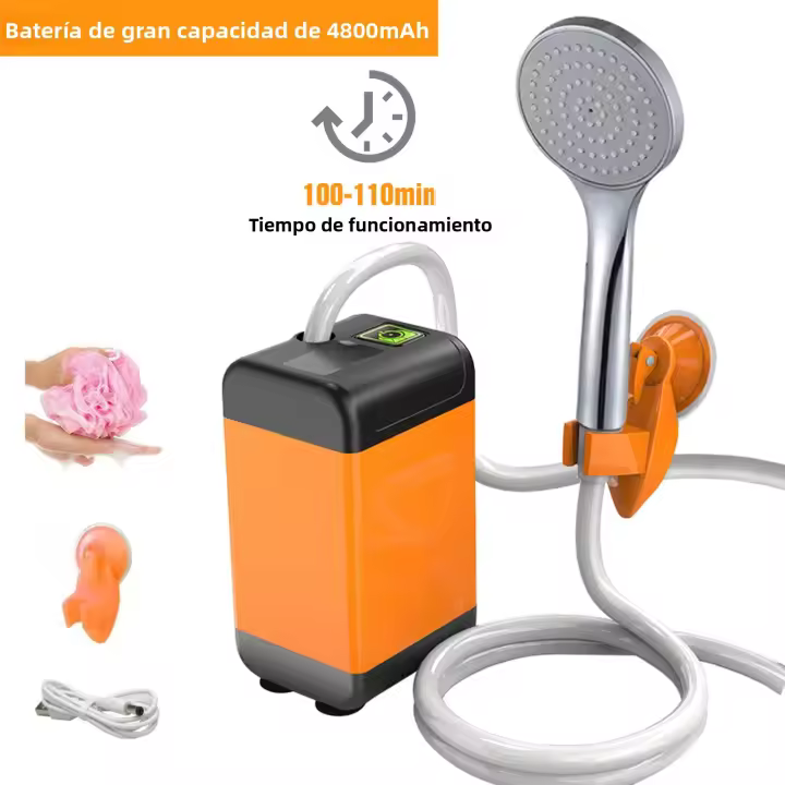 Showers Eléctricas Portátiles Para Exteriores Con Bomba Y Cabeza De Chorro Recargable USB Impermeable Para Camping Viajes Riego De Mascotas - 1